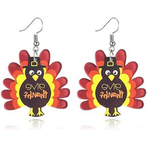 Acrylic Thanksgiving Turkey Earrings For Women Girls Cute Anime Chicken Dangle Drop Earrings Cartoon Hat Turkey Chicken Earrings Lightweight Creative Turkey Earrings Fashion Thanksgiving Jewelry Charm Gifts