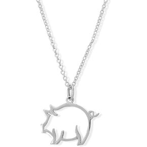 Boma Jewelry Sterling Silver Pig Necklace, 18 Inches