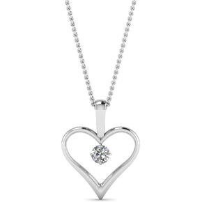 14K Gold 1/10 Carat Round Cut Lab Grown Diamond Solitaire Heart Necklace Pendant With 18" Chain For Her 10K/Silver (SI1-SI2 Clarity, G-H Color, 0.10 Ctw) Premium Collection