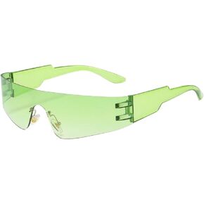 BAWUYI Y2K Futuristic Wrap Around Sunglasses for Men Women Visor Cyber Glasses Monoblock Cyclops (Tea Frame-Mirror Gold Lens)