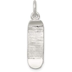Solid 925 Sterling Silver Skateboard Charm Pendant - 23mm x 7mm