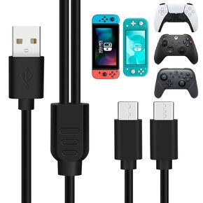 TNP Controller Charging Cord Dual Charging Cable USB-A to USB-C, Charge & Play for PS5 DualSense/Xbox Series X/S Core Wireless/X-Box One Wired Controller/Nintendo Switch Pro Controller - 10FT in Saudi Arabia