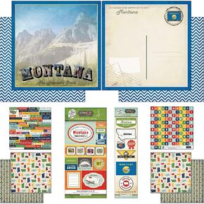 Scrapbook Customs Themed Paper and Stickers Scrapbook Kit, Montana Vintage 12 inch by 12 inch