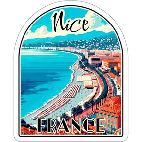 Nice France Sticker Weatherproof Vintage Decal Vinyl Small Waterproof for Water Bottle Mug Passport Book Scrapbook Notebook Laptop Tumbler Skateboard Computer Phone Size 4" Funny Gift