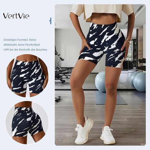 Vertvie شورت يوجا عالي الخصر للسيدات، شورت مطاطي بدون خياطة للتحكم في البطن، سروال ضيق للتمرين (كتابة على الجدران: أبيض/أسود، M) in Saudi Arabia