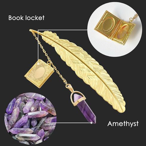 مجموعة الإشارات المرجعية المعدنية - 4 قطع من الإشارات المرجعية المعدنية ذات الريش العتيق مع قلادة كريستال على شكل فراشة، هدية تقدير المعلم، هدايا للنساء والفتيات قارئات الكتب، هدية عيد الحب للأمهات in Kuwait