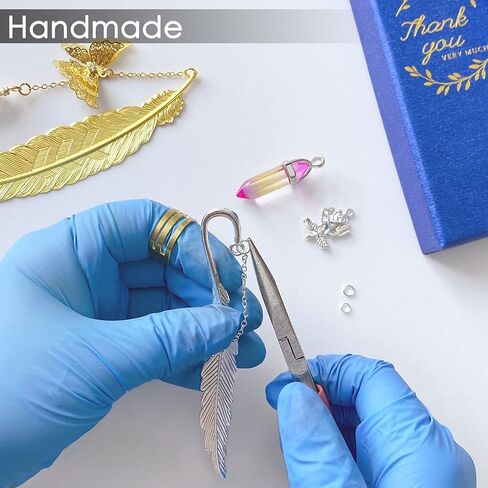 مجموعة الإشارات المرجعية المعدنية - 4 قطع من الإشارات المرجعية المعدنية ذات الريش العتيق مع قلادة كريستال على شكل فراشة، هدية تقدير المعلم، هدايا للنساء والفتيات قارئات الكتب، هدية عيد الحب للأمهات in Kuwait