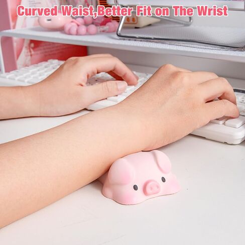 مسند معصم لطيف لدعم الماوس، وسادة معصم مريحة من Kawaii وسادة كوع للمكتب بتصميم إسفنجي ذو ذاكرة على شكل حيوان لوحة ماوس للنساء في المكتب والكمبيوتر المحمول (خنزير) in Kuwait