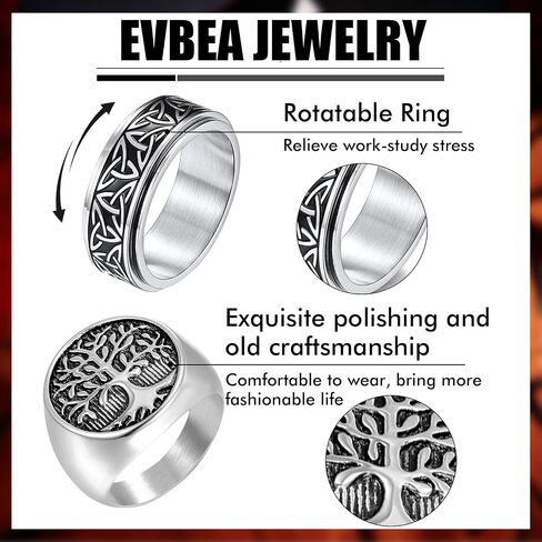 Rings for Men Celtic Knot Viking Signet Stainless Steel Anxiety Band Ring Biker Thumb Vintage Retro Gothic Party 4 PCS Set Size 7-12 in Saudi Arabia