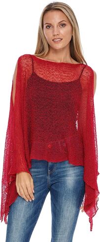SHU-SHI Womens Lightweight Summer Poncho Shrug Cold-Shoulder Tunic Top Cover Up in Saudi Arabia