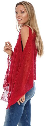SHU-SHI Womens Lightweight Summer Poncho Shrug Cold-Shoulder Tunic Top Cover Up in Saudi Arabia