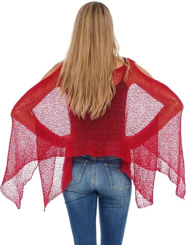 SHU-SHI Womens Lightweight Summer Poncho Shrug Cold-Shoulder Tunic Top Cover Up in Saudi Arabia
