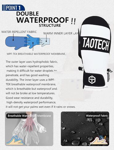 قفازات TaoTech على الجليد لحماية المعصم مجهزة وقفازات التزلج للرجال والنساء مع واقي مقاوم للماء 5 أصابع داخلية in Kuwait