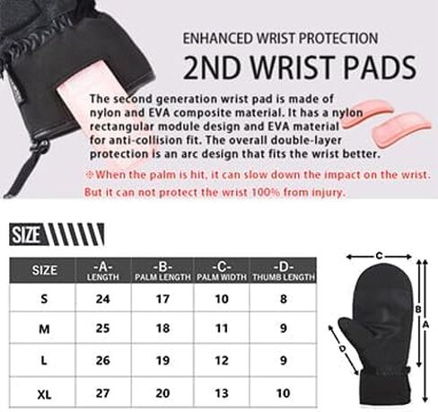 قفازات TaoTech على الجليد لحماية المعصم مجهزة وقفازات التزلج للرجال والنساء مع واقي مقاوم للماء 5 أصابع داخلية in Kuwait