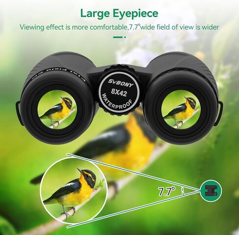 مناظير SVBONY SA205 8x42 ED، مناظير مسطحة مع محول الهاتف، مناظير مطاطية للطيور للبالغين، مناظير FMC Bak4 مع حزام لمشاهدة الطيور في الهواء الطلق in Kuwait