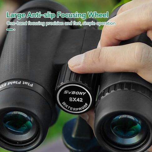 مناظير SVBONY SA205 8x42 ED، مناظير مسطحة مع محول الهاتف، مناظير مطاطية للطيور للبالغين، مناظير FMC Bak4 مع حزام لمشاهدة الطيور في الهواء الطلق in Kuwait