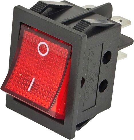 ZE-235-2 Lighted Rocker Toggle Switch ON-Off Compatible with Zing Ear 4 Prong Snap-in 20A 125VAC 15A 250VAC DPST Red Illuminated in Saudi Arabia