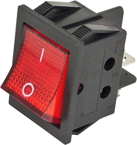 ZE-235-2 Lighted Rocker Toggle Switch ON-Off Compatible with Zing Ear 4 Prong Snap-in 20A 125VAC 15A 250VAC DPST Red Illuminated in Saudi Arabia