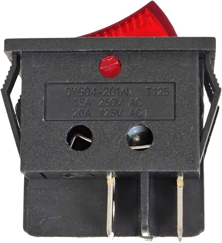 ZE-235-2 Lighted Rocker Toggle Switch ON-Off Compatible with Zing Ear 4 Prong Snap-in 20A 125VAC 15A 250VAC DPST Red Illuminated in Saudi Arabia