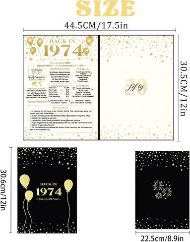 هدية عيد الميلاد الخمسين للرجال أو النساء من كرينكس، ملصق عيد ميلاد إبداعي في عام 1974، كتاب توقيع ضيف عيد الميلاد الخمسين العملاق لتزيين حفلات عيد الميلاد الخمسين باللونين الأسود والذهبي in Kuwait