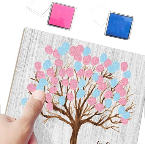ALodr Baby Shower Guest Book Fingerprint Tree Sign, Jungle Safari Theme Gender Reveal Supplies, Wooden Fingerprint Guest Book, Gender Reveal Keepsake, Personalized Alternative Guest Book in Saudi Arabia