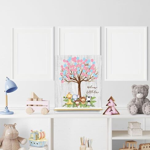 ALodr Baby Shower Guest Book Fingerprint Tree Sign, Jungle Safari Theme Gender Reveal Supplies, Wooden Fingerprint Guest Book, Gender Reveal Keepsake, Personalized Alternative Guest Book in Saudi Arabia