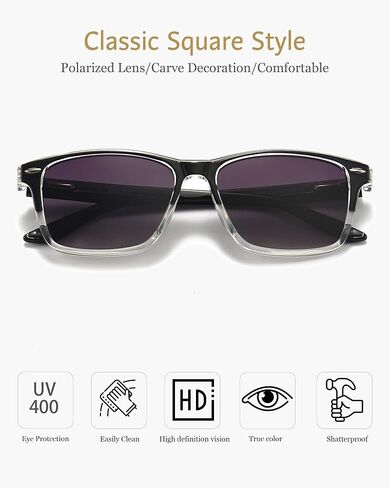 ANRRI Gradient Polarized Sunglasses for Men Women Retro Square Sun Glasses with Spring Hinges in Saudi Arabia