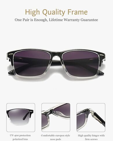 ANRRI Gradient Polarized Sunglasses for Men Women Retro Square Sun Glasses with Spring Hinges in Saudi Arabia