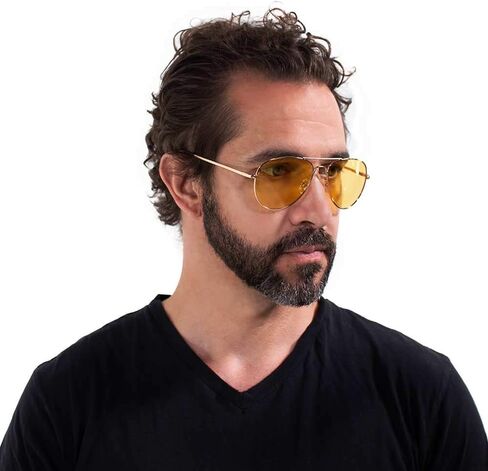 نظارات VITENZI للرؤية الليلية للرجال والنساء مضادة للوهج وآمنة للقيادة الليلية والنهارية عالية الدقة باللون الأصفر ميلان in Kuwait