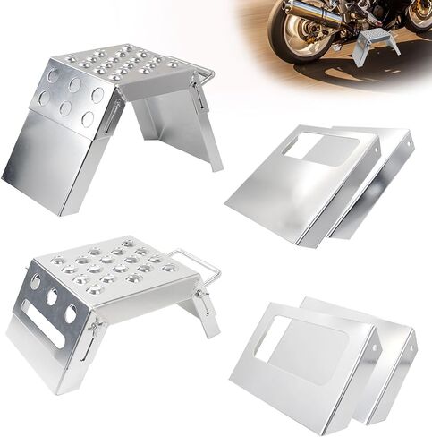 Adjustable 3-9" Moto Starting Block Motorsport Foot Stool Overlap Design Perfect for Moto Enthusiasts and Beginners Dirt Bike Accessories Silver in Saudi Arabia