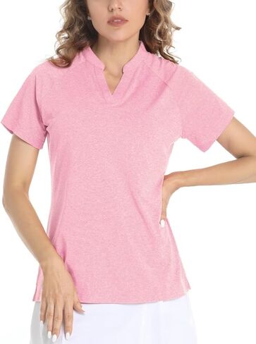 قمصان بولو نسائية من Boladeci بأكمام قصيرة بعامل حماية من أشعة الشمس 50+ للحماية من الشمس ورقبة على شكل حرف V وخفيفة الوزن وسريعة الجفاف وعامل حماية من الشمس SPF قمصان جولف للسباحة in Kuwait