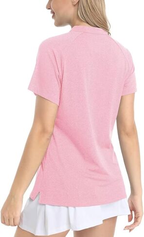 قمصان بولو نسائية من Boladeci بأكمام قصيرة بعامل حماية من أشعة الشمس 50+ للحماية من الشمس ورقبة على شكل حرف V وخفيفة الوزن وسريعة الجفاف وعامل حماية من الشمس SPF قمصان جولف للسباحة in Kuwait