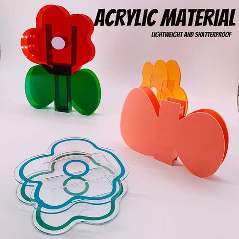 BLOFLO Flower Vase, Small Bouquet Holder, Acrylic Vases, Clear Vase, Contemporary Décor for Home Office Wedding (Orange Acrylic Flower) in Saudi Arabia