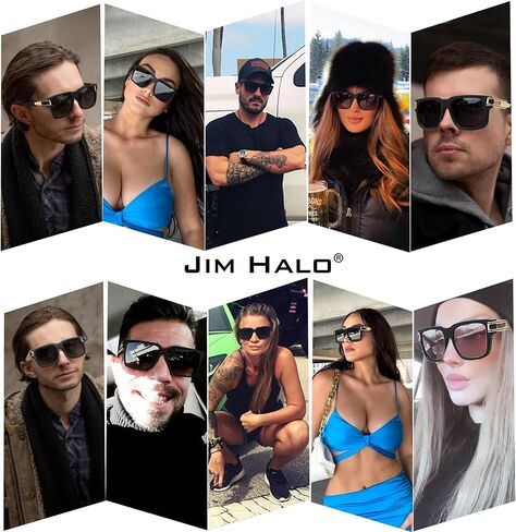 نظارات شمسية مستقطبة من JIM HALO للرجال والنساء، نظارات شمسية كلاسيكية مربعة الشكل لقيادة الصيد وحماية من الأشعة فوق البنفسجية 400 in Kuwait