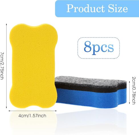 Sibba 8 Pack Magnetic Whiteboard Eraser, White Board Erasers for Kids Classroom, Bone-Shaped Dry Erase Eraser for Classroom, Home, Office (4 Color, 2.75 × 1.57 × 0.78 inches) in Kuwait
