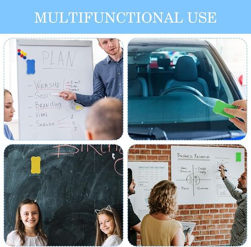 Sibba 8 Pack Magnetic Whiteboard Eraser, White Board Erasers for Kids Classroom, Bone-Shaped Dry Erase Eraser for Classroom, Home, Office (4 Color, 2.75 × 1.57 × 0.78 inches) in Kuwait