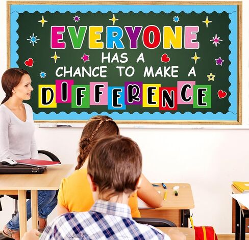 Motivational Bulletin Board Decoration Set Classroom Inspirational Quotes Everyone Has a Chance to Make a Difference Classroom Cutouts for Elementary School Bulletin Board Wall Supplies in Saudi Arabia