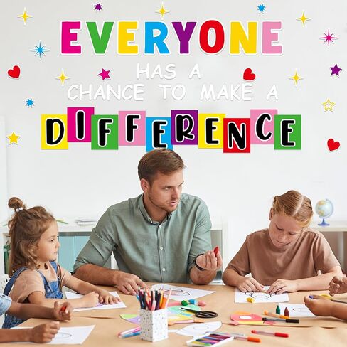 Motivational Bulletin Board Decoration Set Classroom Inspirational Quotes Everyone Has a Chance to Make a Difference Classroom Cutouts for Elementary School Bulletin Board Wall Supplies in Saudi Arabia