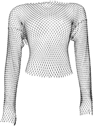 Rhinestone Mesh Top for Women Sparkly Mesh Top See Through Mesh Cover Up Bikini Boat Neck Long Sleeve Top in Kuwait