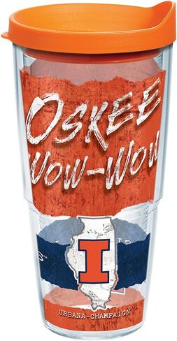 كوب معزول من Tervis Illinois Fighting Illini College مع غلاف وغطاء برتقالي، 24oz، شفاف in Kuwait