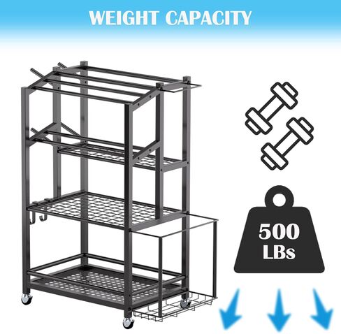 Yoga Mat Storage Rack,Home Gym storage Rack Yoga Mat Holder,Workout Equipment Storage for Yoga Mat,Foam Roller,dumbbell rack with Wheels and Hooks,Gym Equipment Storage for Home in Saudi Arabia