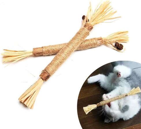 cat chew Sticks - 3 Pack, Catnip chew Sticks cat Toys, Teething Toys, Suitable for so Age and Breed of Cats（Raffia） in Saudi Arabia