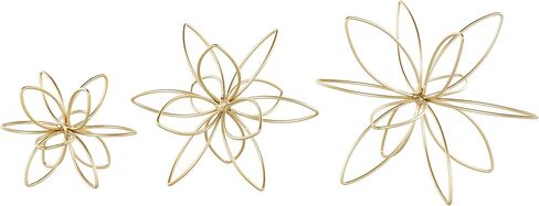 CosmoLiving by Cosmopolitan Metal Floral Handmade Decorative Sculpture Home Decor Statues, Set of 3 Accent Figurines 8", 7", 5"H, Gold in Kuwait