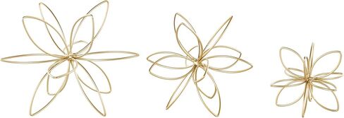 CosmoLiving by Cosmopolitan Metal Floral Handmade Decorative Sculpture Home Decor Statues, Set of 3 Accent Figurines 8", 7", 5"H, Gold in Kuwait
