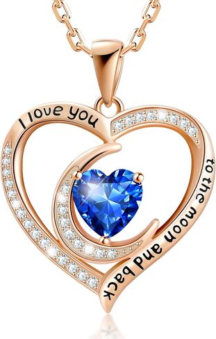قلادة جوهرة الميلاد للنساء، قلادة من الفضة الإسترليني على شكل قلب مع سلسلة 17.7 بوصة + 2 بوصة، أنا أحبك قلادات دانتي هدايا عيد ميلاد للزوجة والصديقة in Kuwait