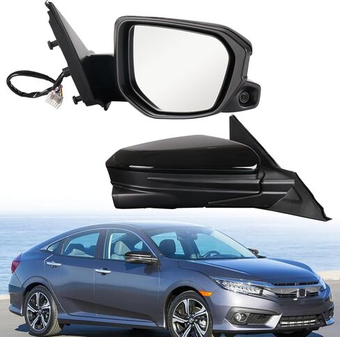 مرآة جانبية للركاب الأيمن من ونفون تناسب 2016 2017 2018 2019 2020 هوندا سيفيك، مرايا مزودة بالطاقة | مسخن | الكاميرا | استبدال الطي اليدوي HO1321284، 76208TBCA03ZA-PFM (11 دبابيس) in Kuwait