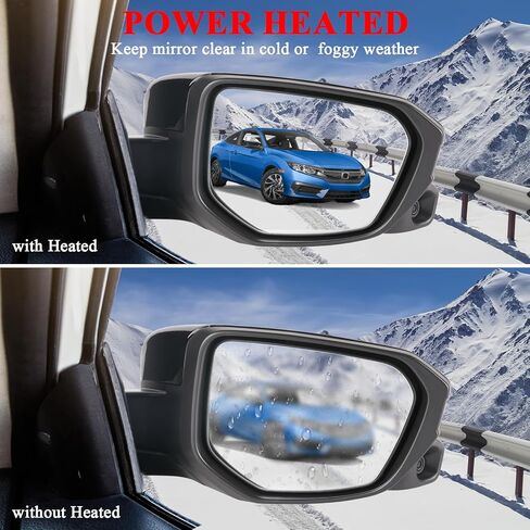 مرآة جانبية للركاب الأيمن من ونفون تناسب 2016 2017 2018 2019 2020 هوندا سيفيك، مرايا مزودة بالطاقة | مسخن | الكاميرا | استبدال الطي اليدوي HO1321284، 76208TBCA03ZA-PFM (11 دبابيس) in Kuwait