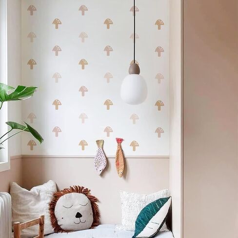 funlife 72 PCS Boho Mushroom Wall Decals Peel and Stick, Vintage Mushroom Kids Wall Stickers, Mushroom Wall Art Decor for Kids Bedroom Nursery Room Playroom Living Room, Pink Mushroom in Saudi Arabia