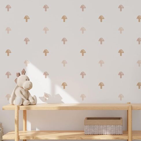 funlife 72 PCS Boho Mushroom Wall Decals Peel and Stick, Vintage Mushroom Kids Wall Stickers, Mushroom Wall Art Decor for Kids Bedroom Nursery Room Playroom Living Room, Pink Mushroom in Saudi Arabia