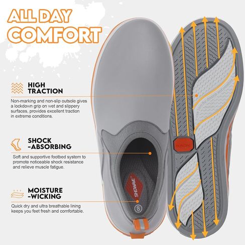 Deck Shoes for Men Waterproof Garden Shoes Slip-on Rain Shoes Breathable Ruber Fishing Shoes for Outdoor Mud Walking in Saudi Arabia